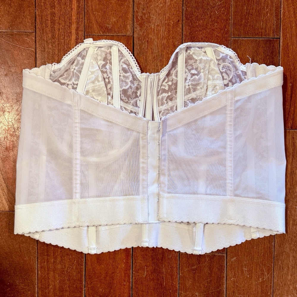 Goddess 46C White Lace Bridal Bustier Corset Bra Underwire Volup Curvy - Picture 3 of 4